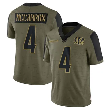 Youth Nike Cincinnati Bengals AJ McCarron Olive 2021 Salute To Service Jersey - Limited