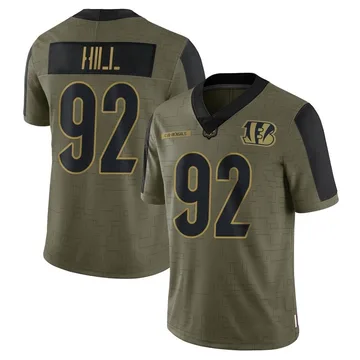 Youth Nike Cincinnati Bengals B.J. Hill Olive 2021 Salute To Service Jersey - Limited