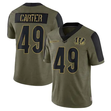 Youth Nike Cincinnati Bengals Barrett Carter Olive 2021 Salute To Service Jersey - Limited