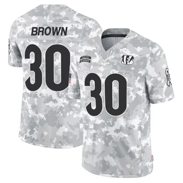 Youth Nike Cincinnati Bengals Chase Brown Arctic Camo 2024 Salute to Service Jersey - Limited