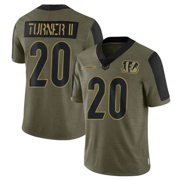 Youth Nike Cincinnati Bengals DJ Turner II Olive 2021 Salute To Service Jersey - Limited