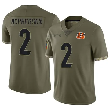 Youth Nike Cincinnati Bengals Evan McPherson Olive 2022 Salute To Service Jersey - Limited
