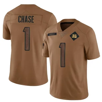 Youth Nike Cincinnati Bengals Ja'Marr Chase Brown 2023 Salute To Service Jersey - Limited
