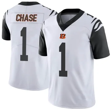 Youth Nike Cincinnati Bengals Ja'Marr Chase White Color Rush Vapor Untouchable Jersey - Limited