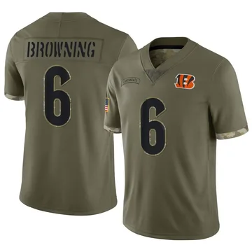 Youth Nike Cincinnati Bengals Jake Browning Olive 2022 Salute To Service Jersey - Limited