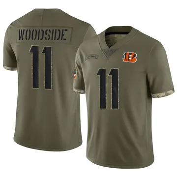 Youth Nike Cincinnati Bengals Logan Woodside Olive 2022 Salute To Service Jersey - Limited